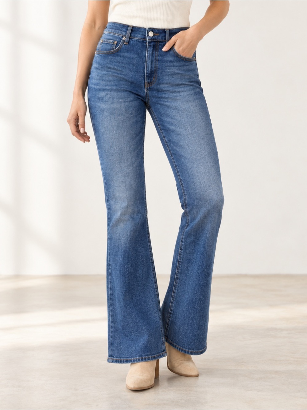 LOFT The Slim Flare Jeans Size 26/2 High Rise Medium Wash